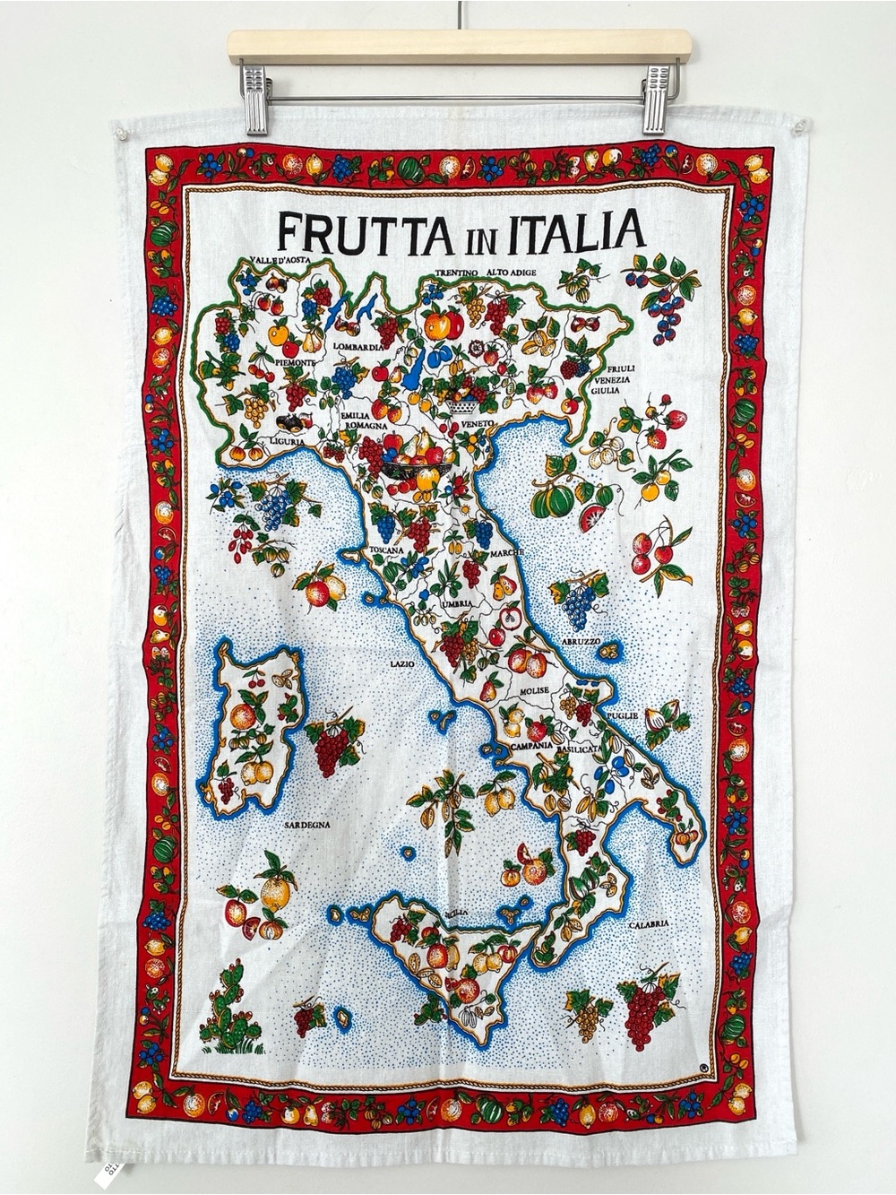Italian Map Illustration Kitchen Towel / Tapestries 22 x 33 inches NWOT